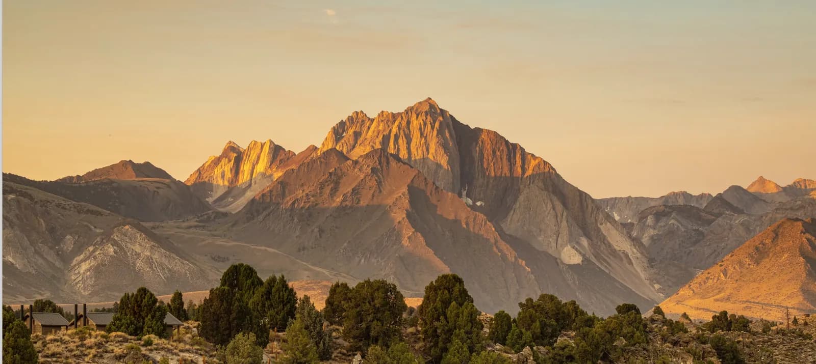 Golden light over an American mountain range