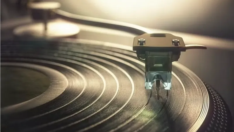 Pressed into a vinyl record
