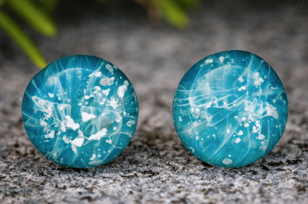 TURQUOISE STUD EARRINGS WITH CREMATION ASH